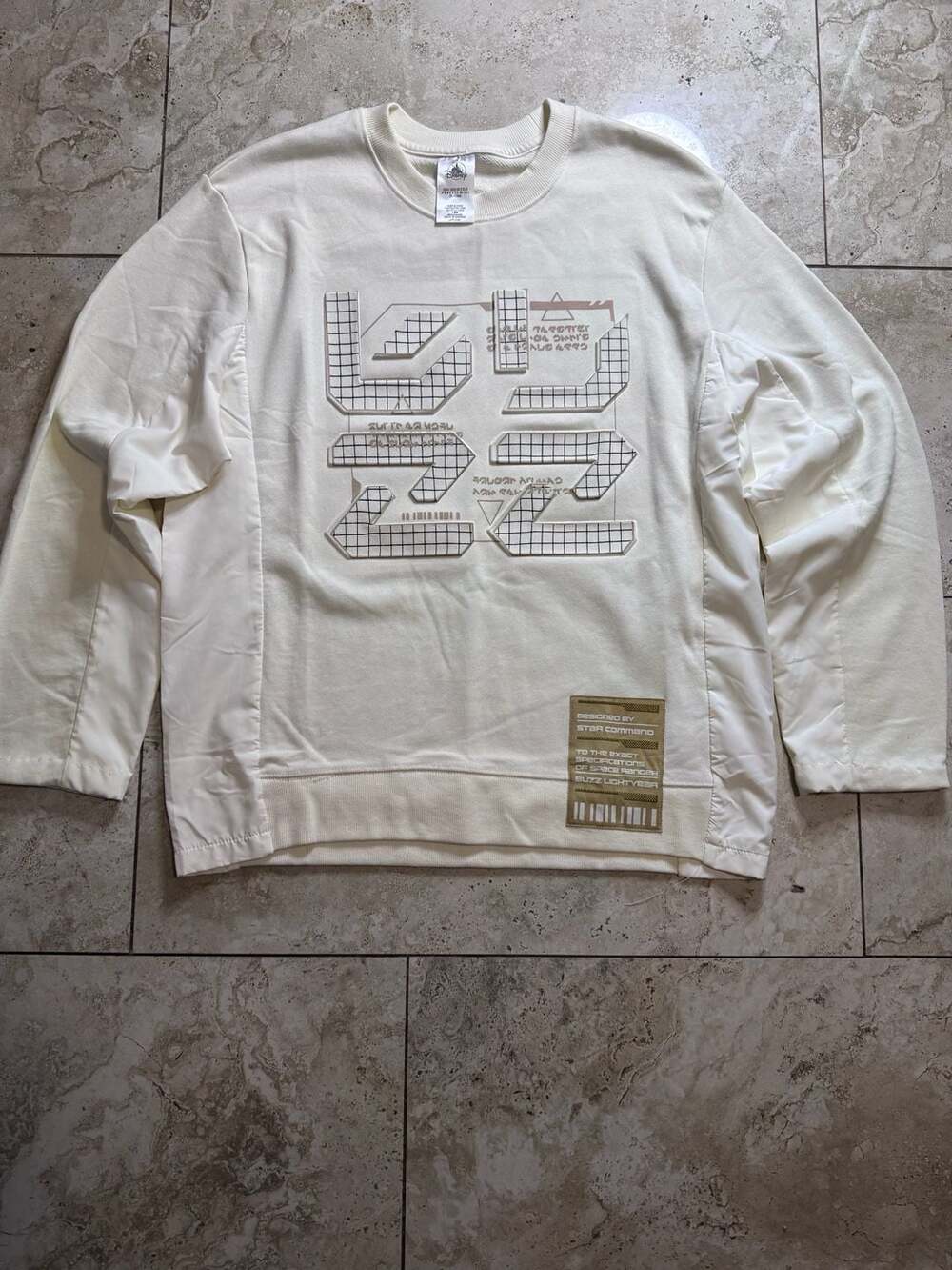Disney Parks Star Command Buzz Lightyear Sweatshirt Beige Sweater